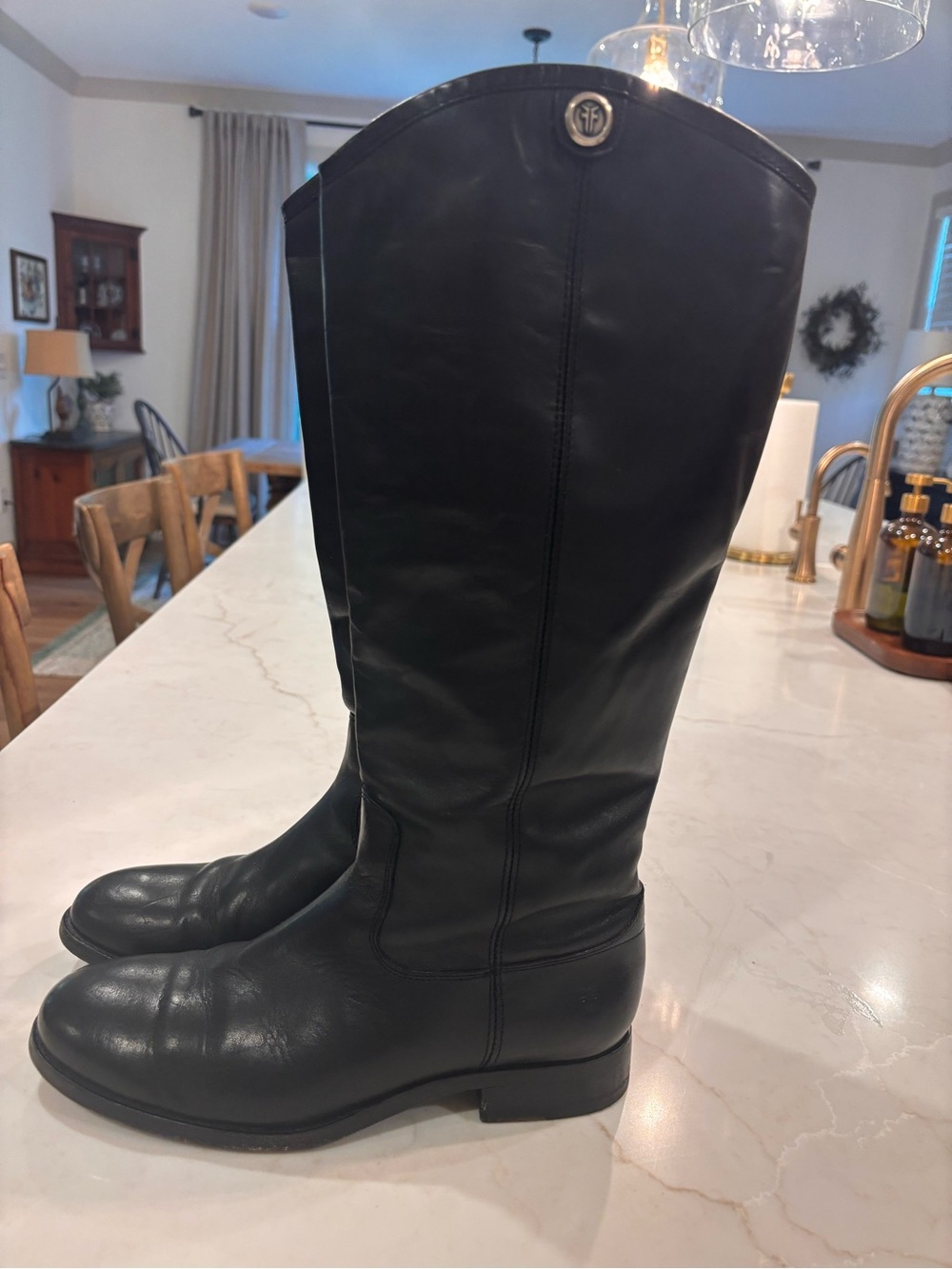 FRYE AND CO. Black Leather Tall Riding Boots